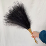 NNEDSZ 20 sticks Natural Black Pampas Grass Bouquet-21.65" Fluffy Dried Pampas for Home Decor and Events