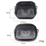 NNEDSZ 3D Square Air Fryer Silicone Liners - Food-Grade, Non-Stick, Reusable Basket Mats for Air Fryers, Ovens, and Microwaves (4 PCS Black)
