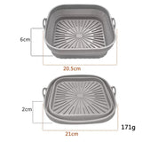 NNEDSZ 3D Square Air Fryer Silicone Liners - Food-Grade, Non-Stick, Reusable Basket Mats for Air Fryers, Ovens, and Microwaves (4 PCS Gray)