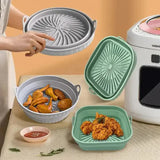 NNEDSZ 3D Square Air Fryer Silicone Liners - Food-Grade, Non-Stick, Reusable Basket Mats for Air Fryers, Ovens, and Microwaves (4 PCS Green)