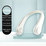 NNEDSZ 2PCS White Leafless Hanging Neck Fan - Rechargeable Portable Hands-Free Cooling Fan with 3 Speeds