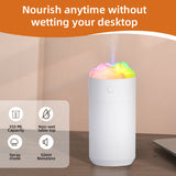NNEDSZ 2PCS White Portable 350ML LED Desk Humidifier with Non-Wet Design - Silent Cool Mist for Home, Office, and Car