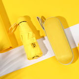 NNEDSZ Yellow Compact 5-Fold Umbrella with UV Protection, Wind Resistance, and Travel-Friendly Design