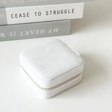 NNEDSZ 2PCS White Portable Travel Jewelry Box with Mirror and Compartments
