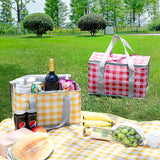 NNEDSZ 2PCS Red Insulated Picnic Lunch Bag with Checkered Design, Thermal Storage for Hot and Cold Items