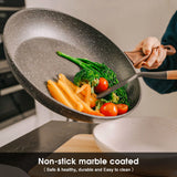 NNEDSZ 5Pieces Non-Stick Marble Coating Saucepan/Casserole/Fry Pan Cookware Set