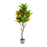 NNEDSZ 125cm Faux Artificial Home Decor Potted Codiaeum Plant