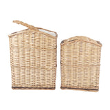 NNEDSZ 2 Piece Wicker Storage Baskets With Lid Set