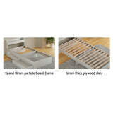 NNEDSZ Bed Frame Single Size Mattress Base wtih Charging Ports 2 Storage Drawers