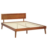 NNEDSZ Bed Frame Queen Size Wooden Bed Base Walnut SPLAY