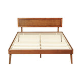 NNEDSZ Bed Frame Queen Size Wooden Bed Base Walnut SPLAY