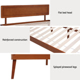 NNEDSZ Bed Frame Queen Size Wooden Bed Base Walnut SPLAY