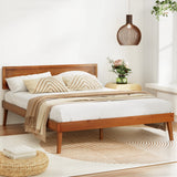 NNEDSZ Bed Frame Queen Size Wooden Bed Base Walnut SPLAY