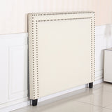 NNEDSZ Bed Head Queen White Headboard Upholstery Fabric Studded Buttons