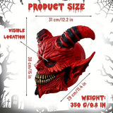 NNETM Demon Horror Mask Latex Headgear Red with Horns