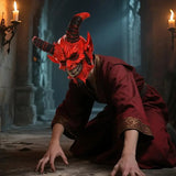 NNETM Demon Horror Mask Latex Headgear Red with Horns