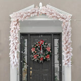 NNETM Christmas Pink Snowflake Pine Wreath