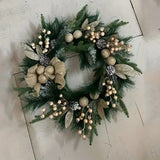 NNETM Silver Frost Christmas Wreath with Pine Branches