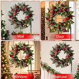 NNETM Christmas Wreath with Red Berries, Pine Cones & Candy Accents