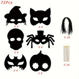 NNETM Halloween Scratch Art Mask Set (72pcs)