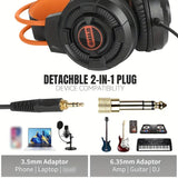 NNETM Studio Monitor Headphones Orange & Black Closed-Back Design