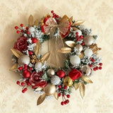 NNETM Red and Gold Christmas Wreath with Glittering Bow