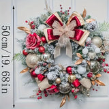 NNETM Red and Gold Christmas Wreath with Glittering Bow