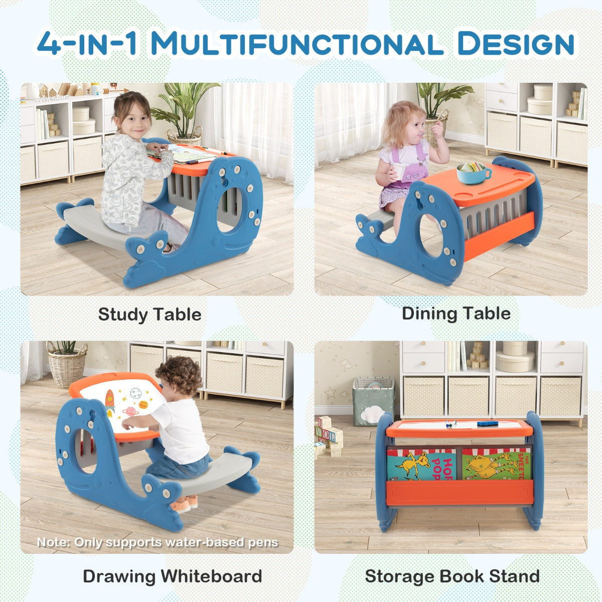 Convertible Kids Activity Table Set Toddler Easel with Erasable Whiteboard main image 1