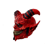 NNETM Demon Horror Mask Latex Headgear Red with Horns