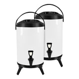 NNEAGS 2X 12L Stainless Steel Insulated Milk Tea Barrel Hot and Cold Beverage Dispenser Container with Faucet White