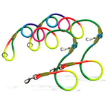 NNEAGS 2X 220cm Multifunction Hands-Free Rope Pet Cat Dog Puppy Double Ended Leash for Walking Training Tracking Obedience Rainbow