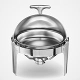 NNEAGS 6L Stainless Steel Chafing Food Warmer Catering Dish Round Roll Top