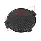 NNEAGS 2X 30CM Round Cast Iron Korean BBQ Grill Plate with Handles and Drip Lip