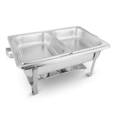 NNEAGS 4.5L Dual Tray Stainless Steel Chafing Food Warmer Catering Dish