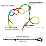 NNEAGS 2X 220cm Multifunction Hands-Free Rope Pet Cat Dog Puppy Double Ended Leash for Walking Training Tracking Obedience Rainbow