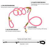 NNEAGS 2X 220cm Multifunction Hands-Free Rope Pet Cat Dog Puppy Double Ended Leash for Walking Training Tracking Obedience Pink
