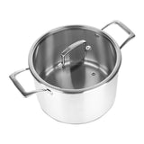 NNEAGS 2X 22cm Stainless Steel Soup Pot Stock Cooking Stockpot Heavy Duty Thick Bottom with Glass Lid
