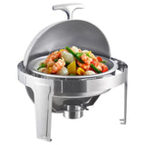 NNEAGS 6L Stainless Steel Chafing Food Warmer Catering Dish Round Roll Top