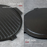 NNEAGS 2X 30CM Round Cast Iron Korean BBQ Grill Plate with Handles and Drip Lip