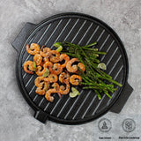 NNEAGS 2X 30CM Round Cast Iron Korean BBQ Grill Plate with Handles and Drip Lip