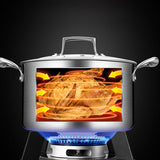 NNEAGS 2X 24cm Stainless Steel Soup Pot Stock Cooking Stockpot Heavy Duty Thick Bottom with Glass Lid