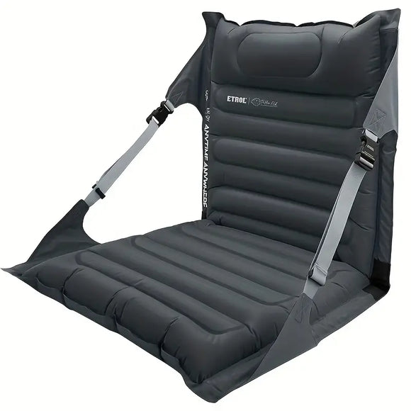 NNETM Portable Inflatable Folding Chair - Dark Gray Nylon, Camping Essential