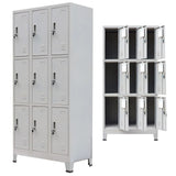 NNEVL Locker Cabinet with 9 Compartments Steel 90x45x180 cm Grey
