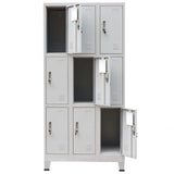 NNEVL Locker Cabinet with 9 Compartments Steel 90x45x180 cm Grey