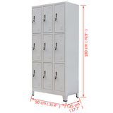 NNEVL Locker Cabinet with 9 Compartments Steel 90x45x180 cm Grey