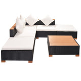 NNEVL 6 Piece Garden Lounge Set with Cushions Poly Rattan Black