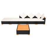NNEVL 6 Piece Garden Lounge Set with Cushions Poly Rattan Black