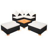 NNEVL 6 Piece Garden Lounge Set with Cushions Poly Rattan Black