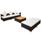 NNEVL 6 Piece Garden Lounge Set with Cushions Poly Rattan Black