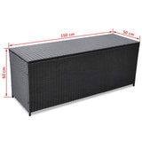 NNEVL Garden Storage Box Black 120x50x60 cm Poly Rattan